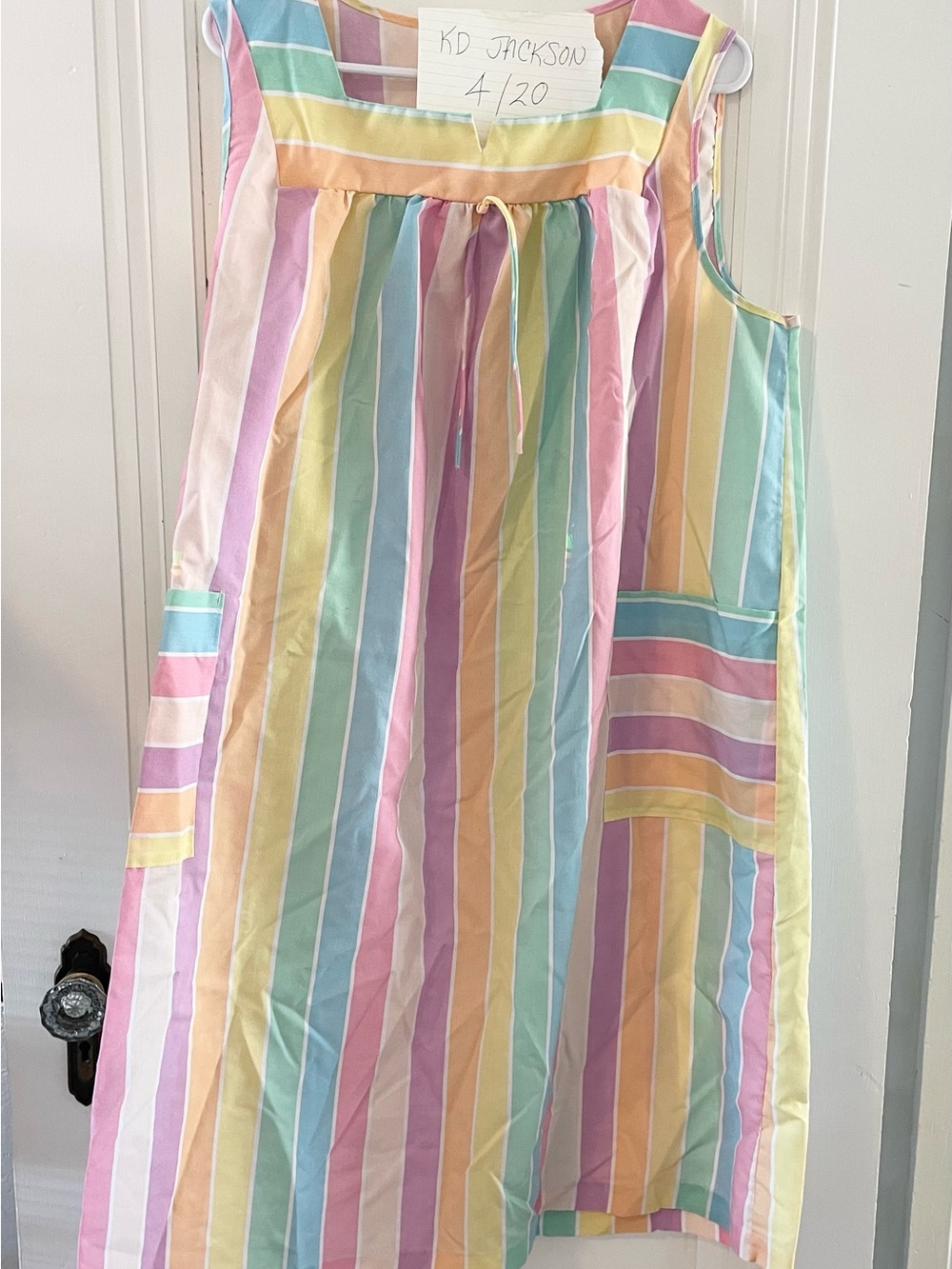 Vintage Pastel Multi-Stripe Sleeveless Sundress